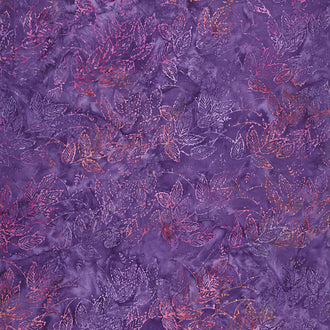 Panache Batiks - Leaf Dew Drop Purple Orange Yardage