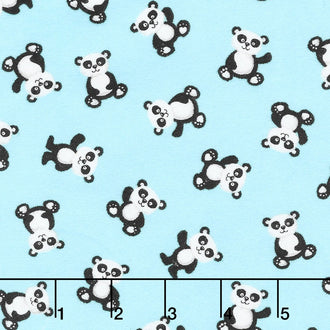 Panda-Monium - Mini Panda Aqua Flannel Yardage
