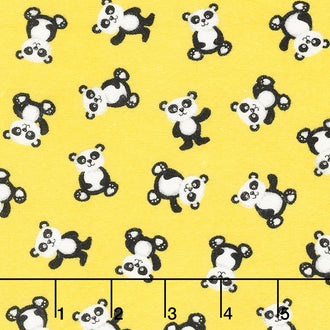 Panda-Monium - Mini Panda Yellow Flannel Yardage