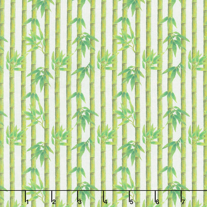 Panda Sanctuary - Bamboo Tree White Digitally Printed Yardage