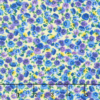 Pansy Paradise - Mini Pansies Yellow Yardage