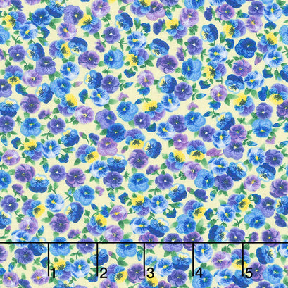 Pansy Paradise - Mini Pansies Yellow Yardage