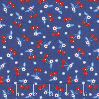 Patriotic Parade - Mini Cherries Dark Blue Yardage