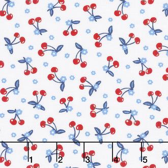 Patriotic Parade - Mini Cherries White Yardage