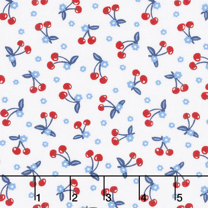 Patriotic Parade - Mini Cherries White Yardage