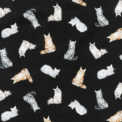 Paws Up - Crafty Cats Black Yardage