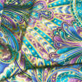 Peacock Flourish - Opulence Paisley White Multi Metallic Yardage