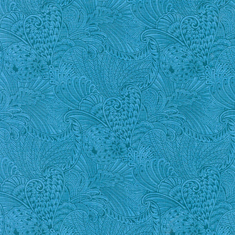 Peacock Flourish - Opulence Tonal Dark Teal Yardage