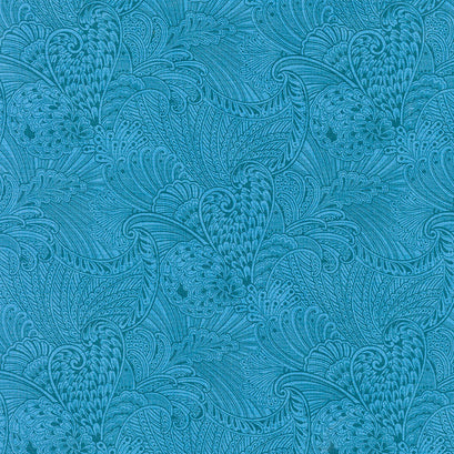Peacock Flourish - Opulence Tonal Dark Teal Yardage
