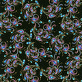 Peacock Flourish - Spin It Black Multi Metallic Yardage