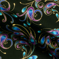 Peacock Flourish - Spin It Black Multi Metallic Yardage