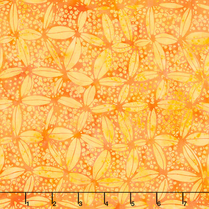 Peacock Galore Batiks - Circle Net Canteloupe Yardage