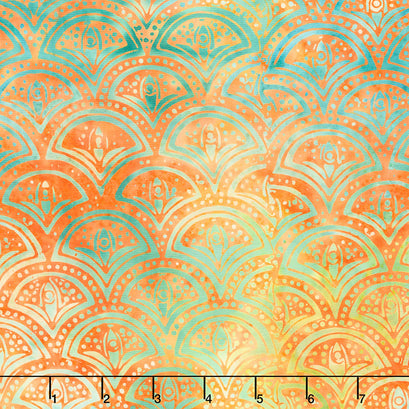 Peacock Galore Batiks - Clamshell Citrine Yardage