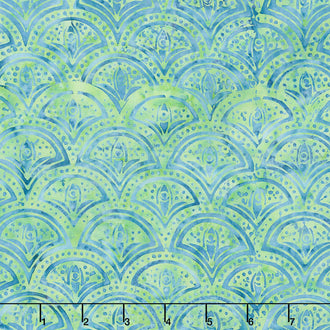 Peacock Galore Batiks - Clamshell Lime Yardage