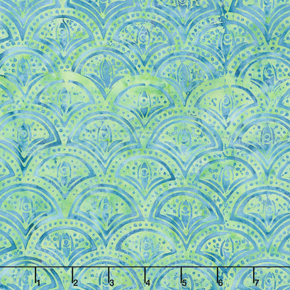 Peacock Galore Batiks - Clamshell Lime Yardage