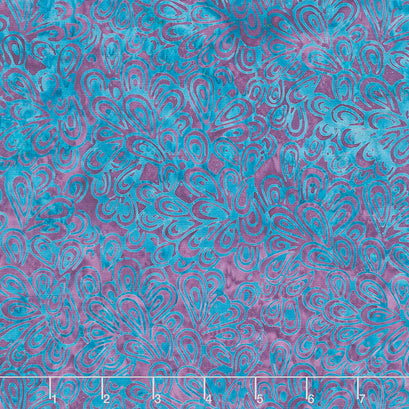 Peacock Galore Batiks - Clustered Loops Grape Yardage