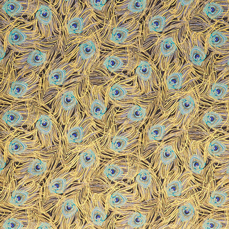Peacock Garden - Feathers Navy Metallic Yardage