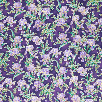 Peacock Garden - Iris Purple Metallic Yardage