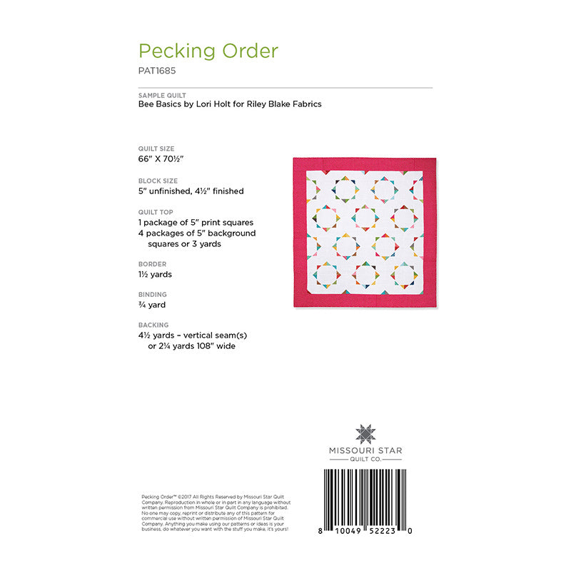 Pecking Order Quilt Pattern by Missouri Star