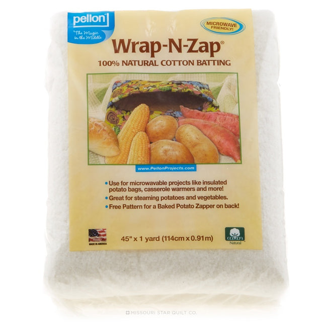 Pellon Wrap-N-Zap 100% Natural Cotton Batting 45 X 1 yard (36