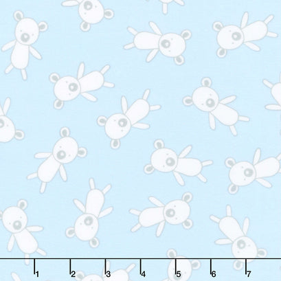 Penned Pals Flannel - Blue Colorstory Bears Blue Yardage