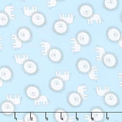 Penned Pals Flannel - Blue Colorstory Lions Blue Yardage