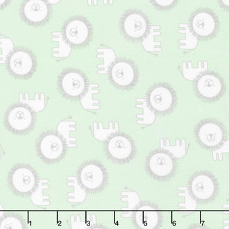 Penned Pals Flannel - Mint Colorstory Lions Mint Yardage