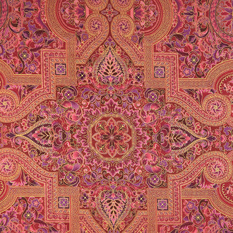 Persis - Blossom Medallion Claret Metallic Yardage