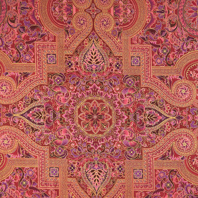 Persis - Blossom Medallion Claret Metallic Yardage