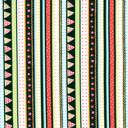 Picnic by the Lake - Gingham Stripe Black Yardage