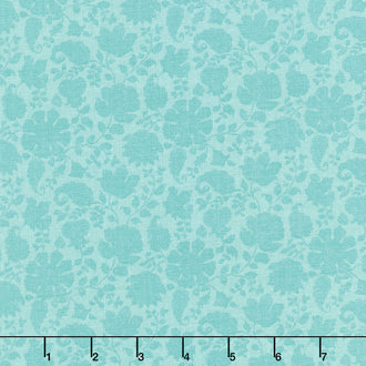 Pink Garden - Floral Silhouette Teal Yardage