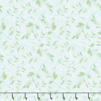 Pink Garden - Leaves Allover Teal Yardage