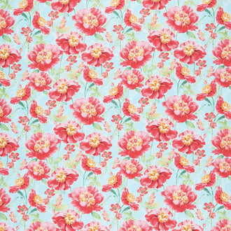 Pink Garden - Packed Floral Teal Yardage