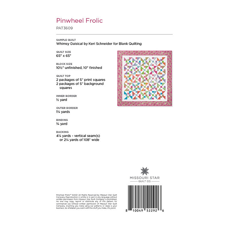 Pinwheel Frolic Quilt Pattern by Missouri Star Alternative View #1