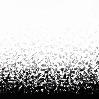 Pitch Perfect - Ombre Notes Border Black Yardage
