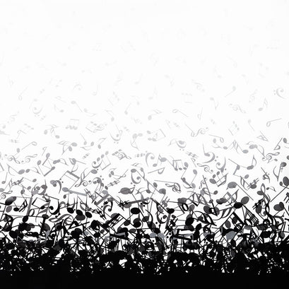 Pitch Perfect - Ombre Notes Border Black Yardage