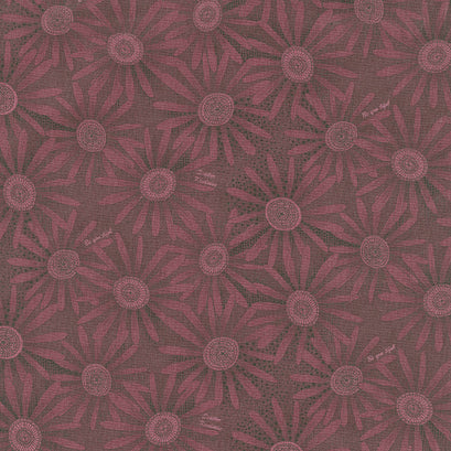 Plant Kindness - Flower Allover Raisin Yardage