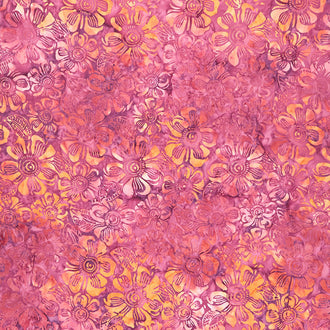 Poetic License Batiks - Large Floral Fuchsia Yardage