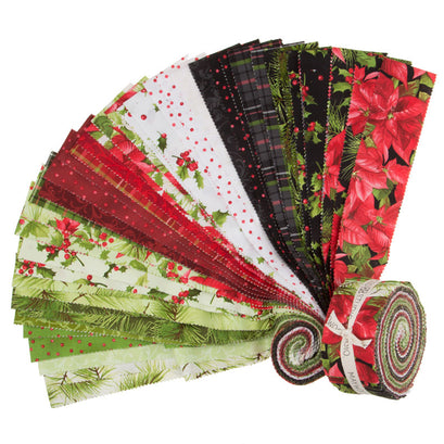 Poinsettia & Pine 2.5" Strips