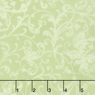 Poinsettia & Pine - Elegant Scrolls Light Green Yardage