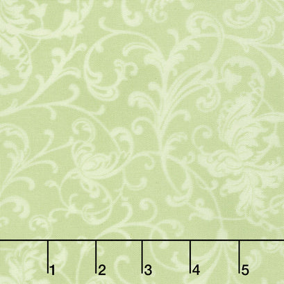 Poinsettia & Pine - Elegant Scrolls Light Green Yardage