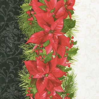 Poinsettia & Pine - Poinsettia Mixed Stripe Cream/Black Yardage
