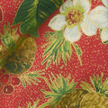 Poinsettias and Pine Metallic - Crimson Yardage