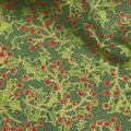 Poinsettias and Pine Metallic - Holly Berries Evergreen Yardage Alternative View #1