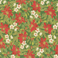 Poinsettias and Pine Metallic - Poinsettias and Holly Evergreen Yardage Primary Image