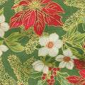 Poinsettias and Pine Metallic - Poinsettias and Holly Evergreen Yardage Alternative View #1