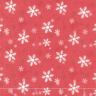 Postcard Christmas - Snowflakes Red Yardage