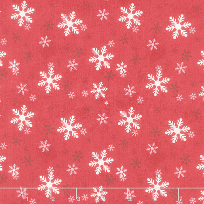 Postcard Christmas - Snowflakes Red Yardage