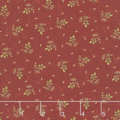 Prairie Dreams - Leaves and Berries Red Yardage