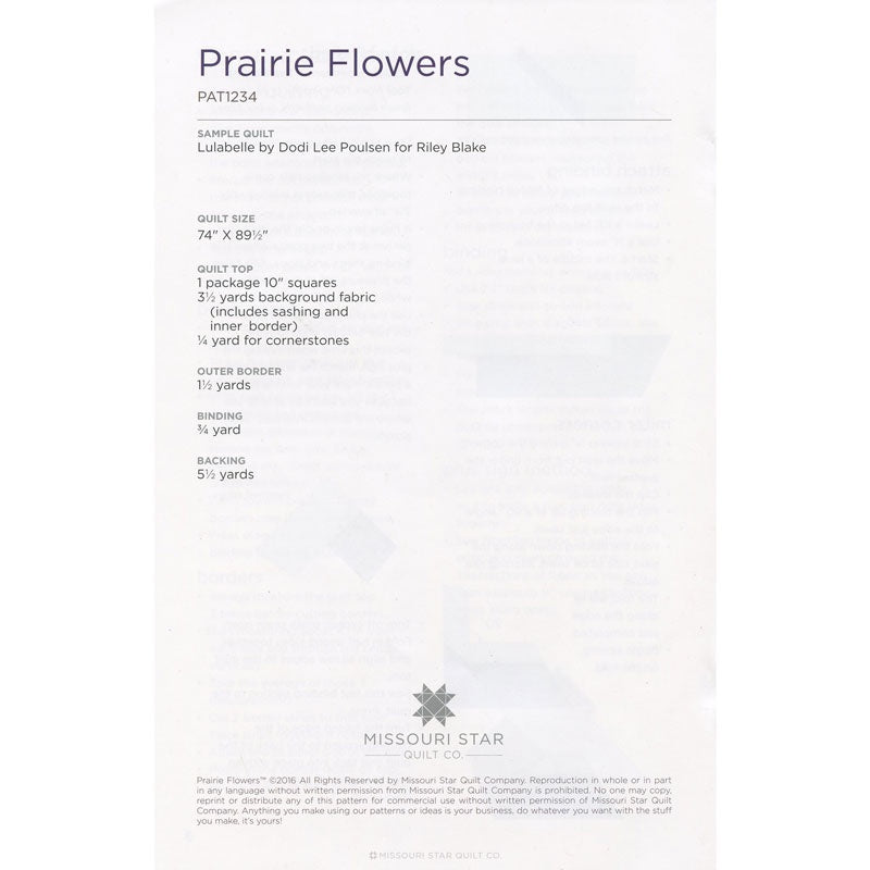 Prairie Flower Pattern by Missouri Star